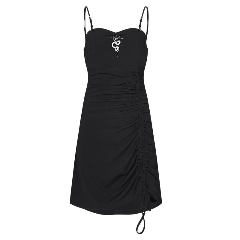 Women's Grunge Drawstring Plaid Slip Dresses