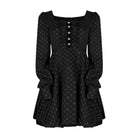 Women's Grunge Floral Printed Bud Hem Black Dress