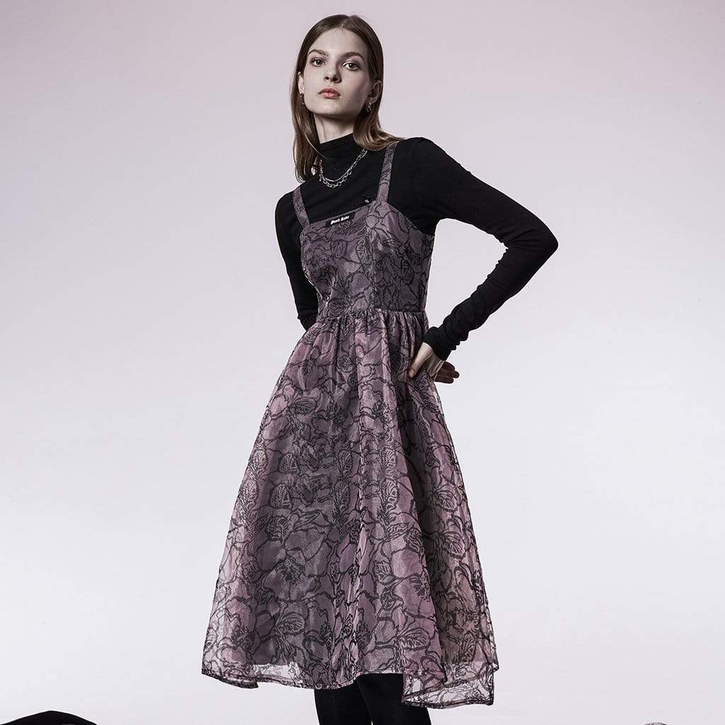 Women's Grunge Floral Printed Slip Dress