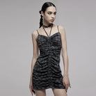 PR-A Women's Grunge Halterneck Plaid Slip Dress