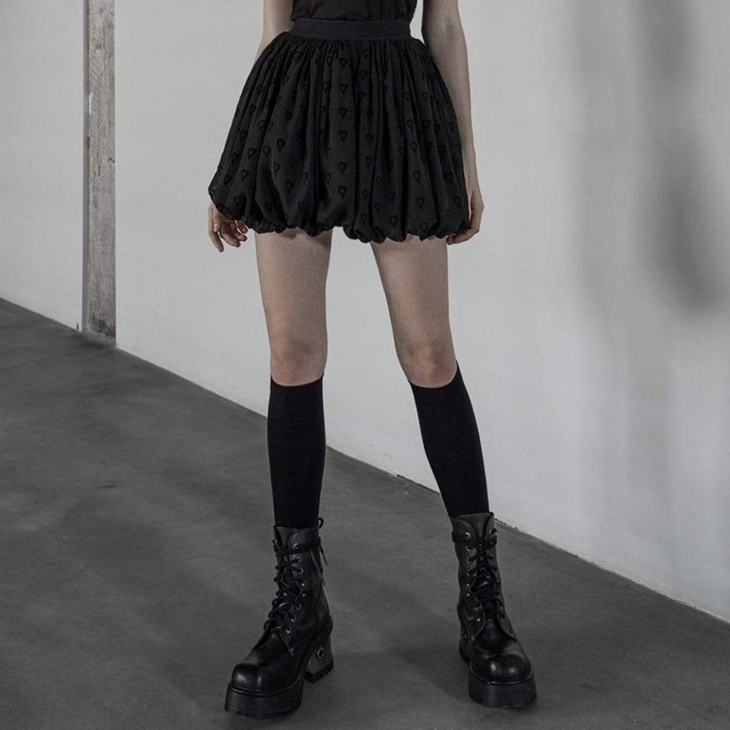 Women's Grunge Love Heart Bubble Mini Skirts