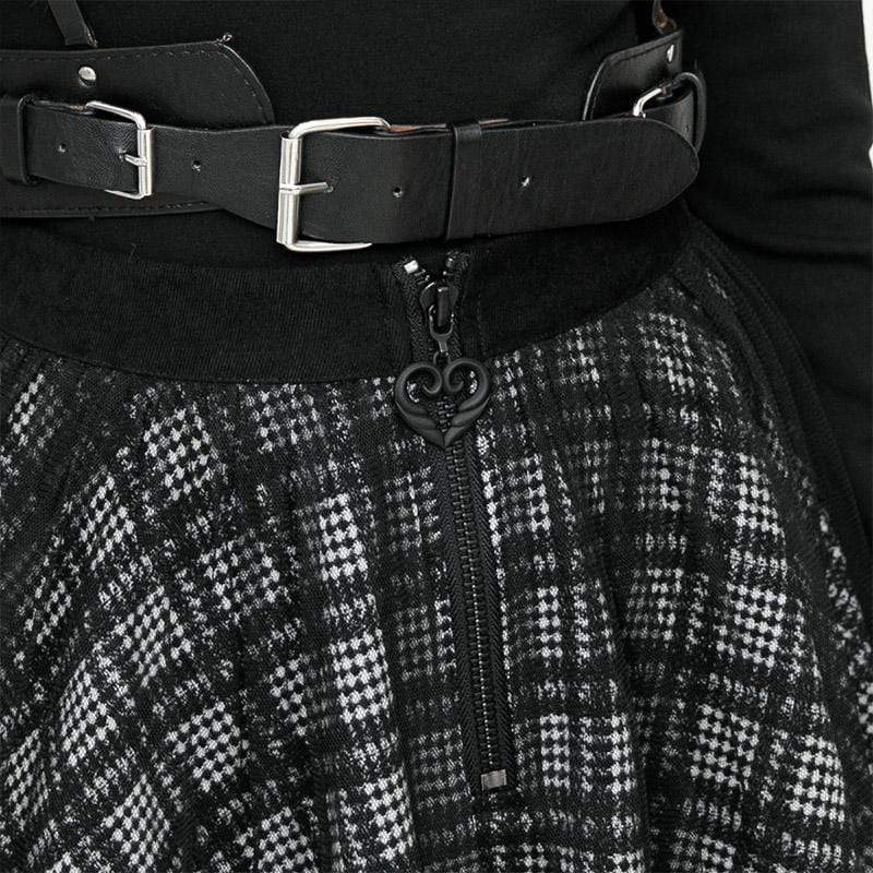 Women's Grunge Mesh Double Layered Plaid Skirts