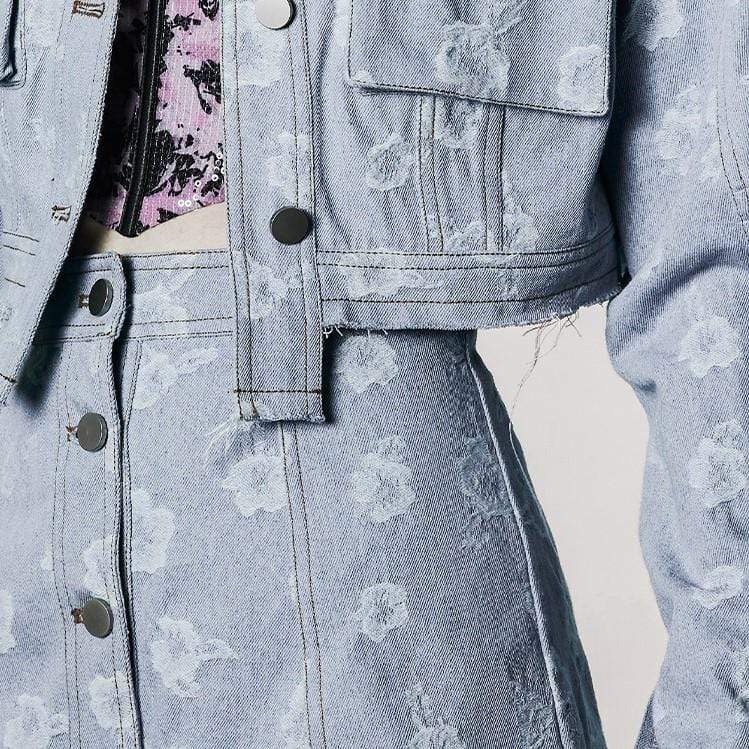 Women's Grunge Puff Sleeved Denim Short Coat