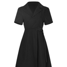 Women's Grunge Tailored Collar Slim Fitted Black Dress