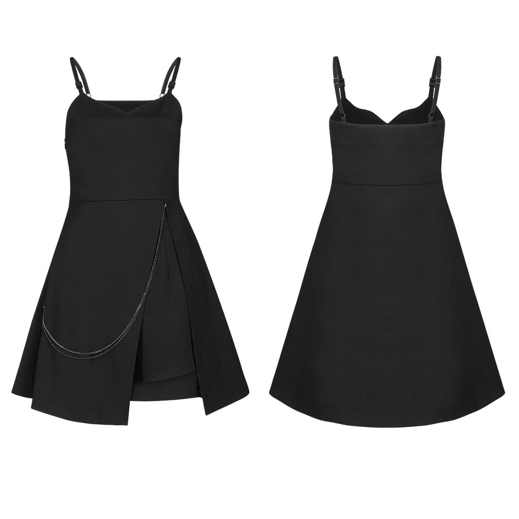Women's Grunge Two-piece Slip Black Little Dresses