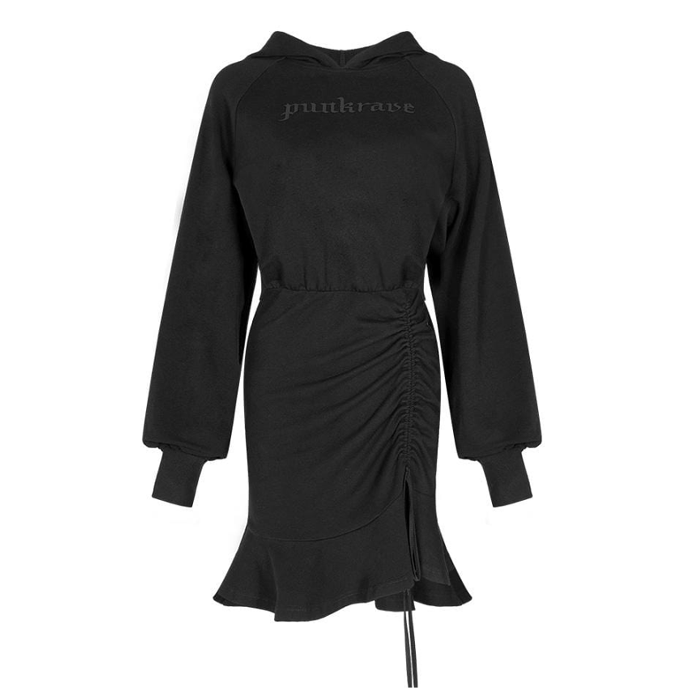 Women's Long Sleeved Hooded Ruched Fishtail Dresses