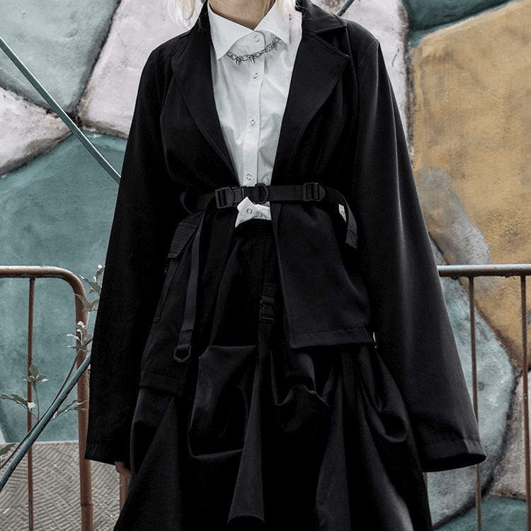 Women's Long Sleeved Notched Collar Coats With Belt