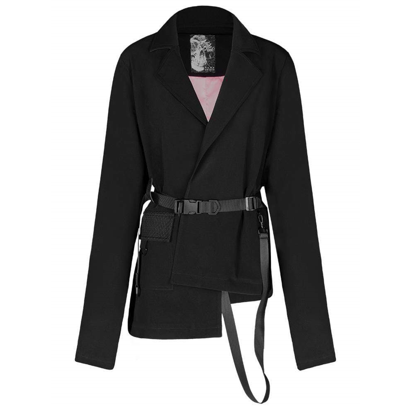 Women's Long Sleeved Notched Collar Coats With Belt