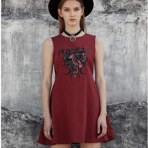 Women's Grunge Moon Printed Casual Vest Dresses