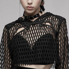 PR-A Women's Punk Chinese Knot Mesh Short Hoodies
