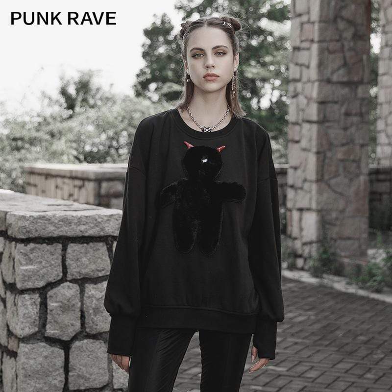 PR-A Women's Punk Devil Embroidered Sweatshirt