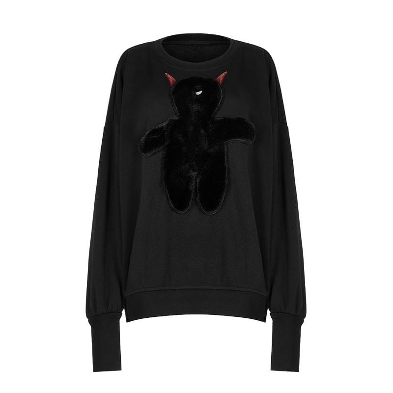 PR-A Women's Punk Devil Embroidered Sweatshirt