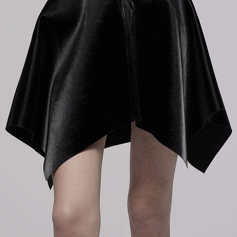 PR-A Women's Punk High-waisted Faux Leather Skirt