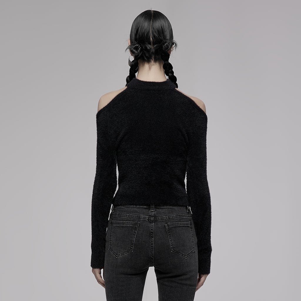 Maglione in mohair con spalle scoperte punk da donna PR-A