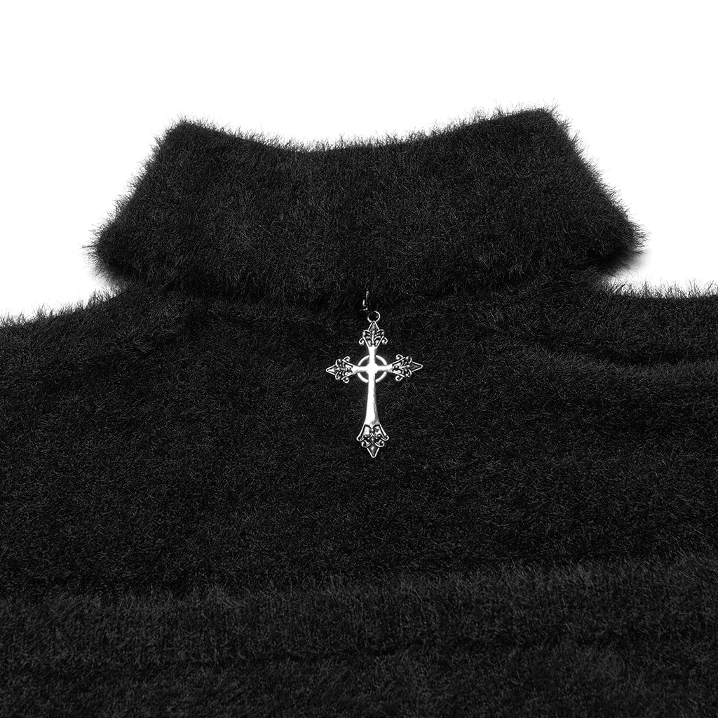 Maglione in mohair con spalle scoperte punk da donna PR-A