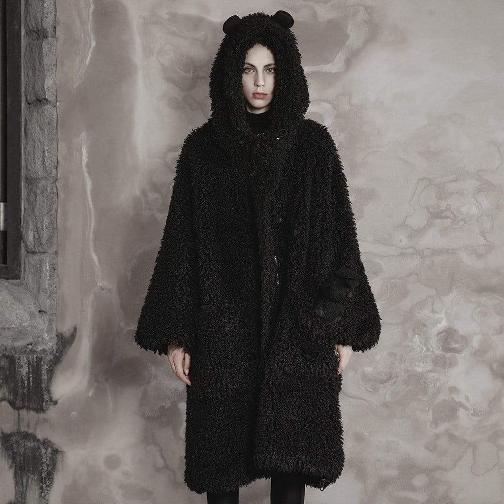 Women's Punk Polar Fleece Coat with Bear's Ears Hood