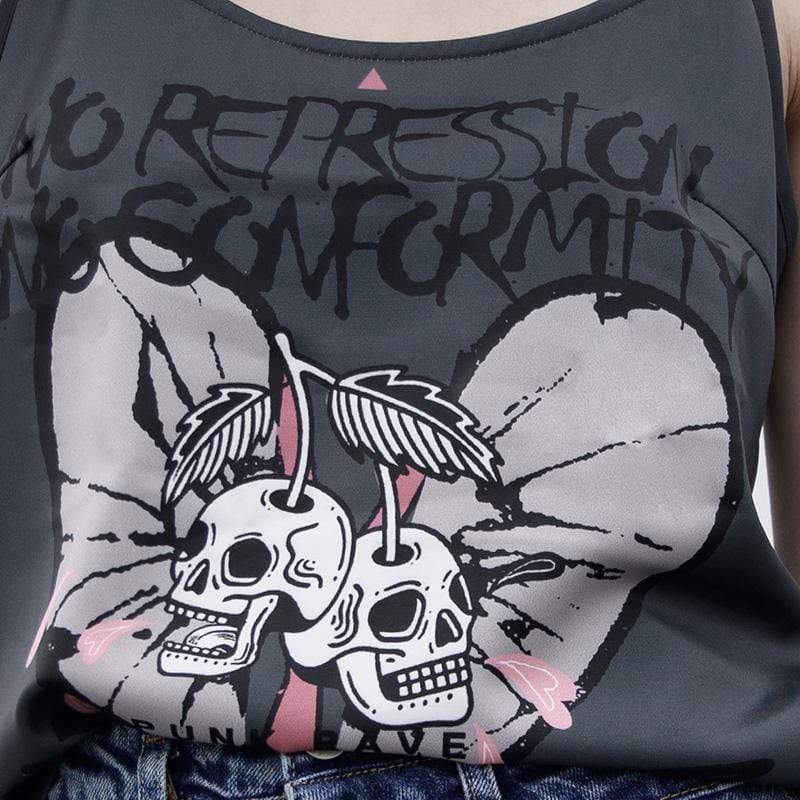 Women's Punk Skull Printed Chiffon Tank Tops