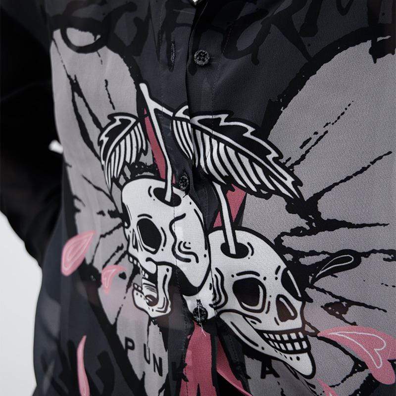 Women's Punk Skull Printed Oversized Chiffon Shirts