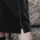 Falda acampanada de piel sintética con abertura punk para mujer