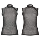 Women's Punk Stand Collar Sheer Mesh Tops