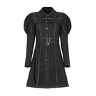 PR-A Women's Punk Turn-down Collar Puff Sleeved Dress