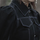 PR-A Women's Punk Turn-down Collar Puff Sleeved Dress