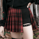 PR-A Women's Punk Two-Piece Irregular A-Line Plaid Pleated Skirts