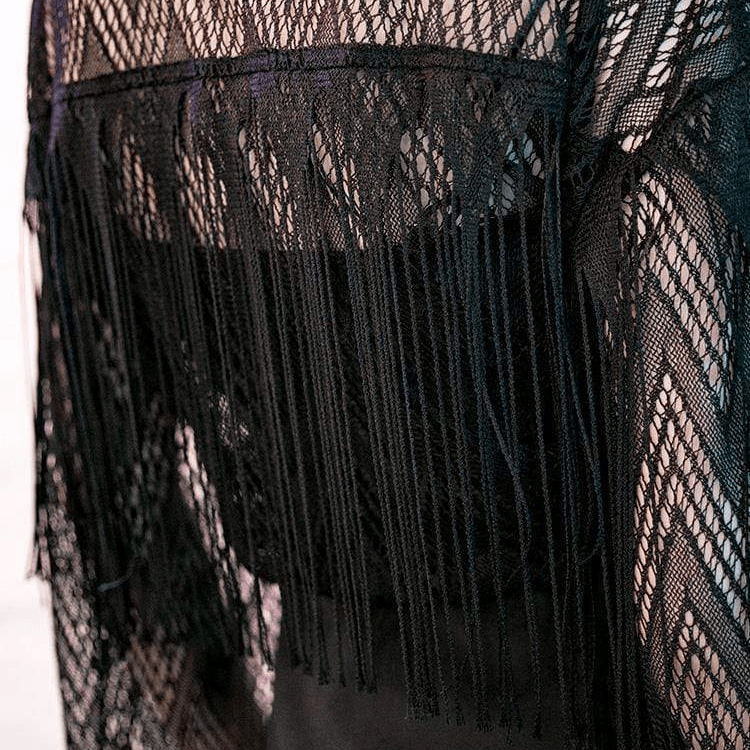 Manteaux courts en dentelle géométrique transparente pour femmes