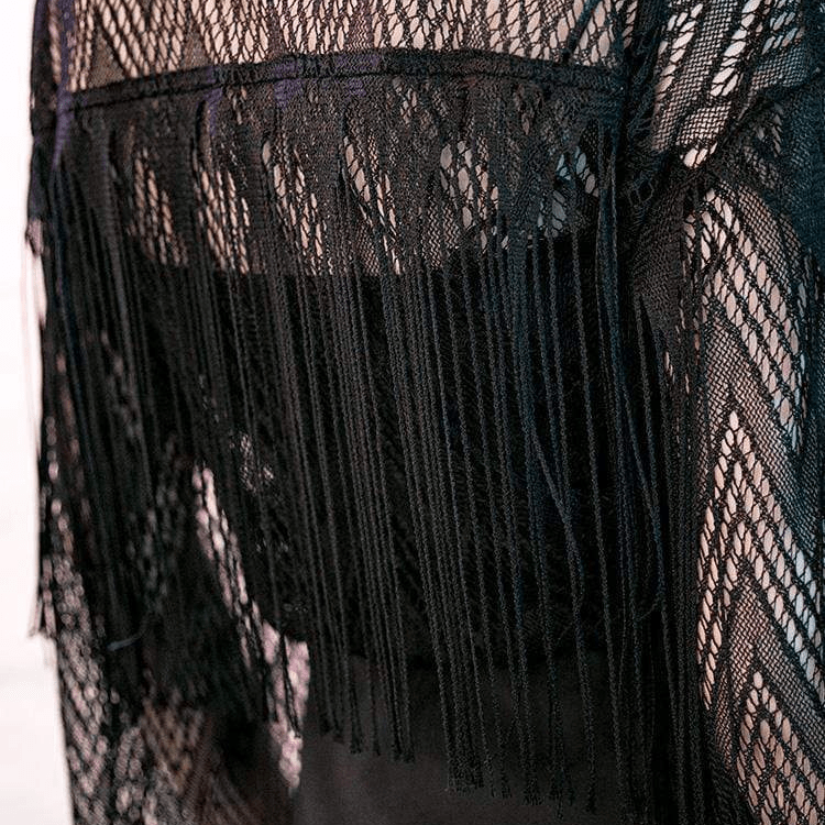Women's Tassels Sheer Geometric Lace Short Cloaks