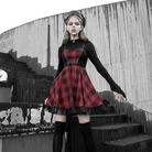 Vestidos ajustados de cuadros escoceses de encaje ceñido a la cintura para mujer