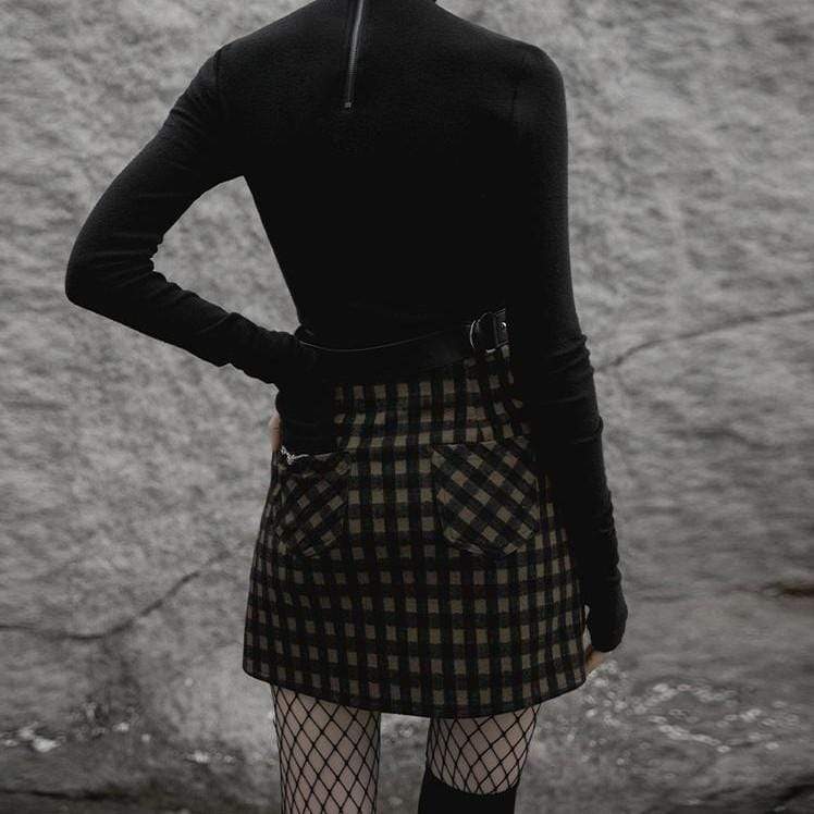 Women's Woolen Plaid/Python Printed Butt-hugging Skirts