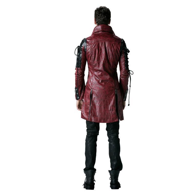 Men's Punk Studded Faux Leather Zipper Jacket Red