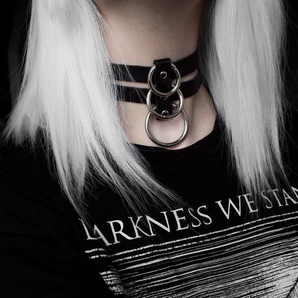 Women's Punk Straps Faux Leather Choker With Three O-rings