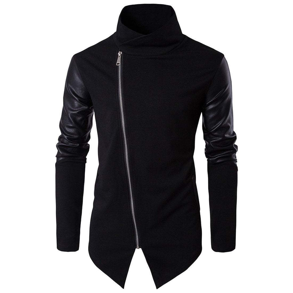 Men's Faux Leather Sleeves Slim Fit Jacket
