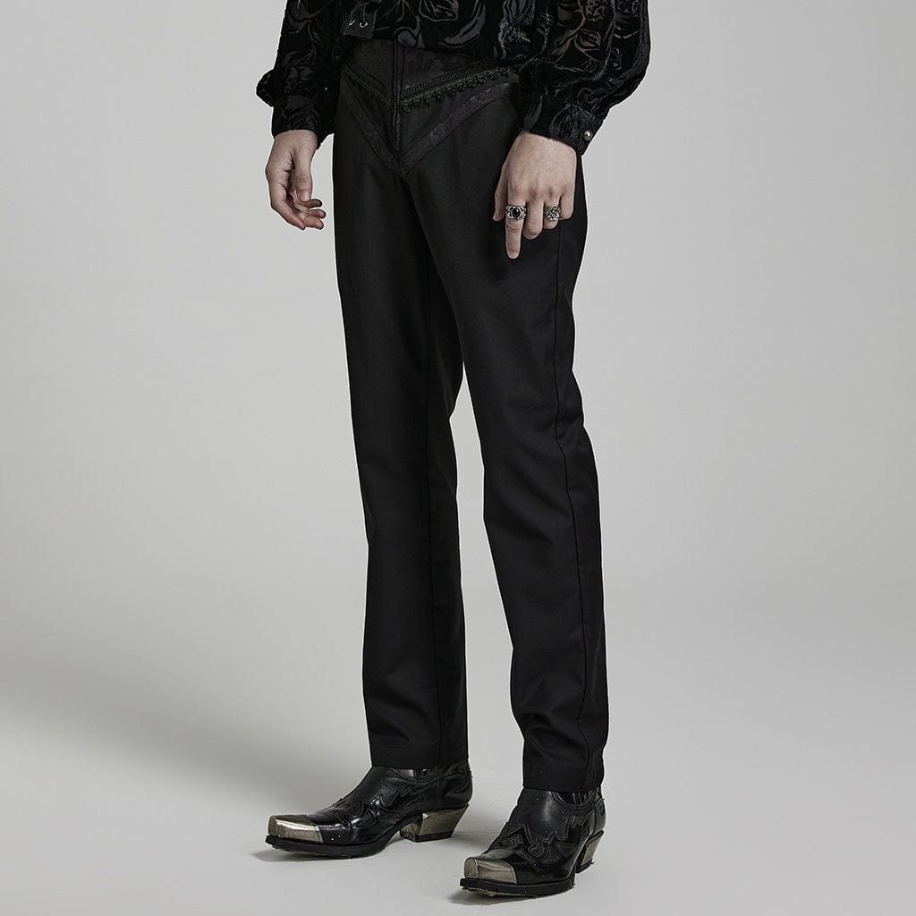 Punk Design Men's Gothic High-waisted Zipper Suit Pants