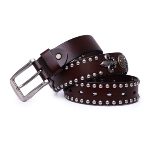  Punk Style Personality Studded Belt Punk Rivet Belt Jeans  Vintage Buckle Punk Belts for Men and Women (Color : Brown, Size : 110cm) :  Clothing, Shoes & Jewelry