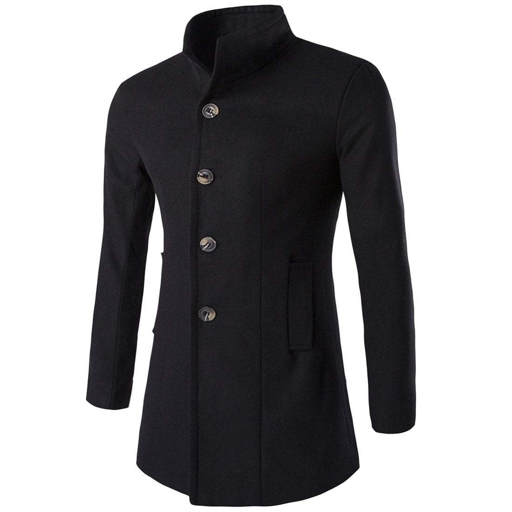 Men's Stand Collar Single Breasted Slim Fitted Coat
