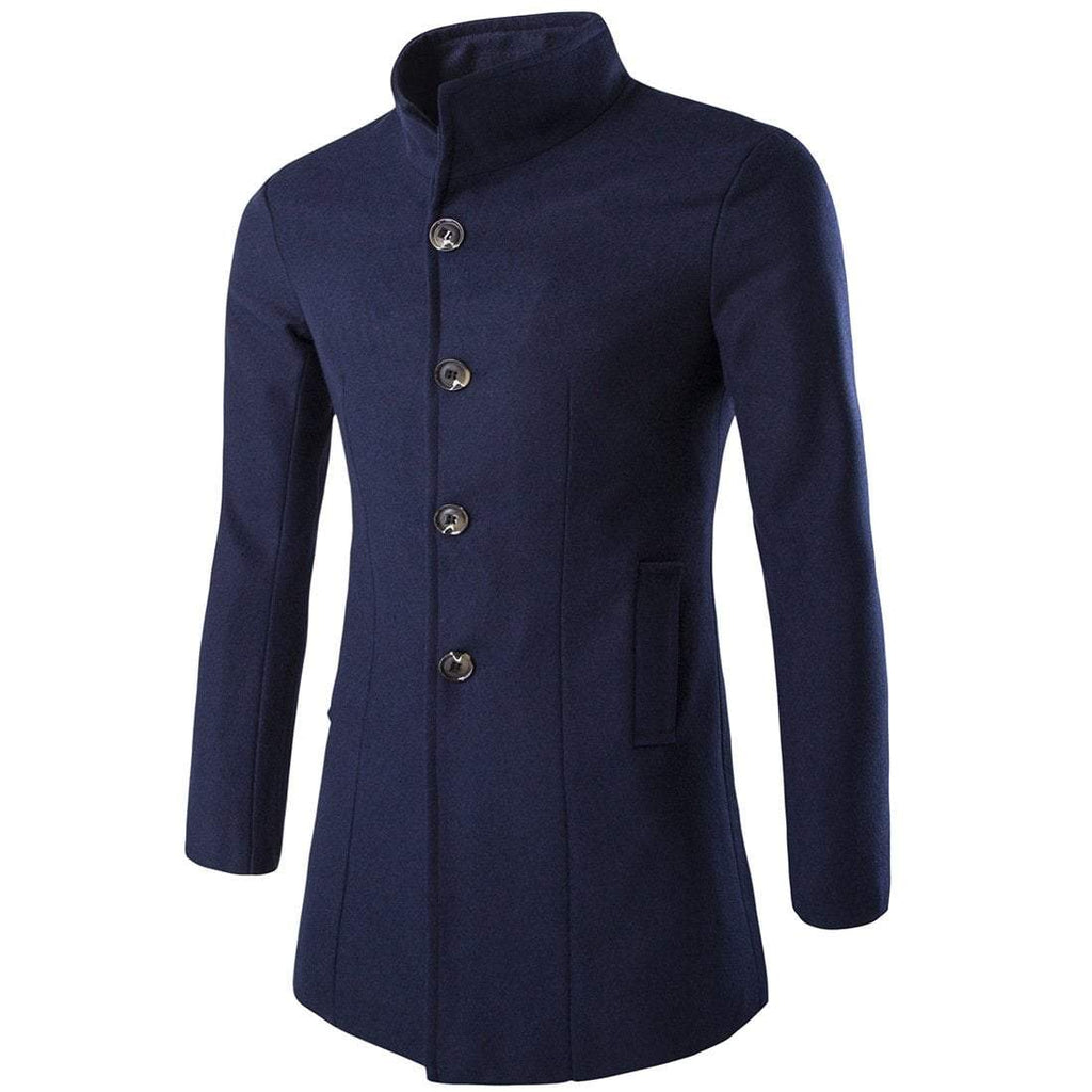 Men's Stand Collar Single Breasted Slim Fitted Coat