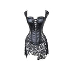 Tallas grandes Punk Lace Up Faux Leather Sheer Floral Lace Overbust Corsés