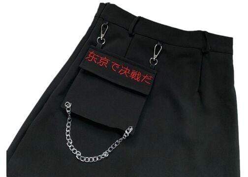 Women's Goth Embroideried Skirt with Chain Pocket