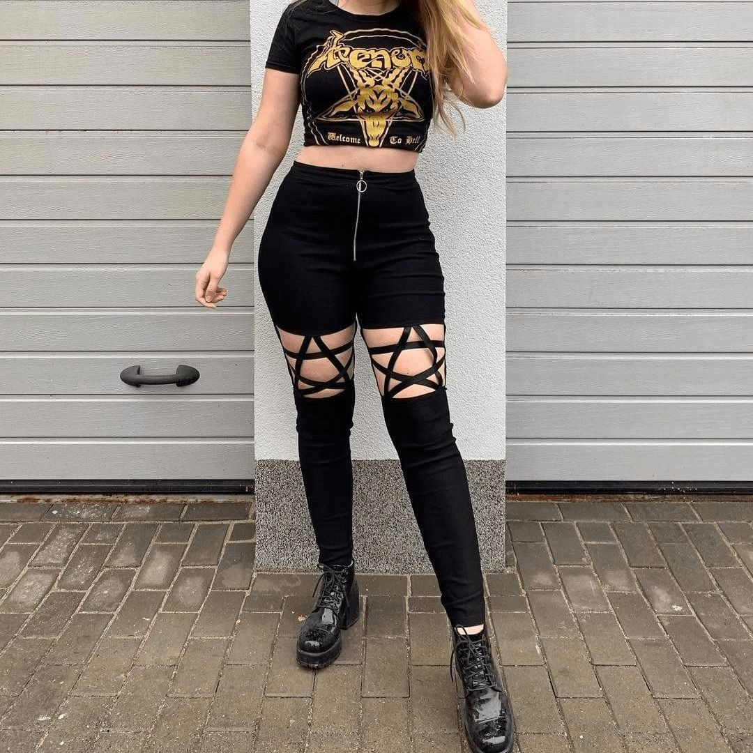 Pentagram cut out shop leggings
