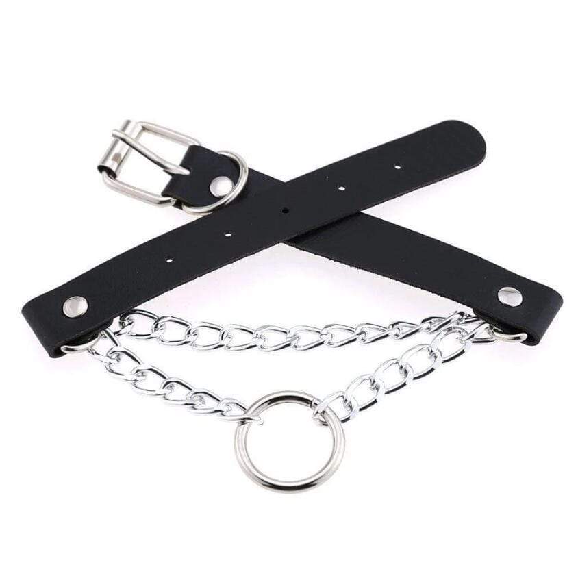 Women's Goth O-ring Double-layer Faux Leather Choker