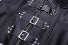 Women's Halter Buckle Up Faux Leather Corset With G String