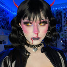 PUNK DESIGN Women's Punk Rivet Heart Choker Necklace With Key