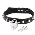Women's Punk Rivet Heart Choker Necklace With Key