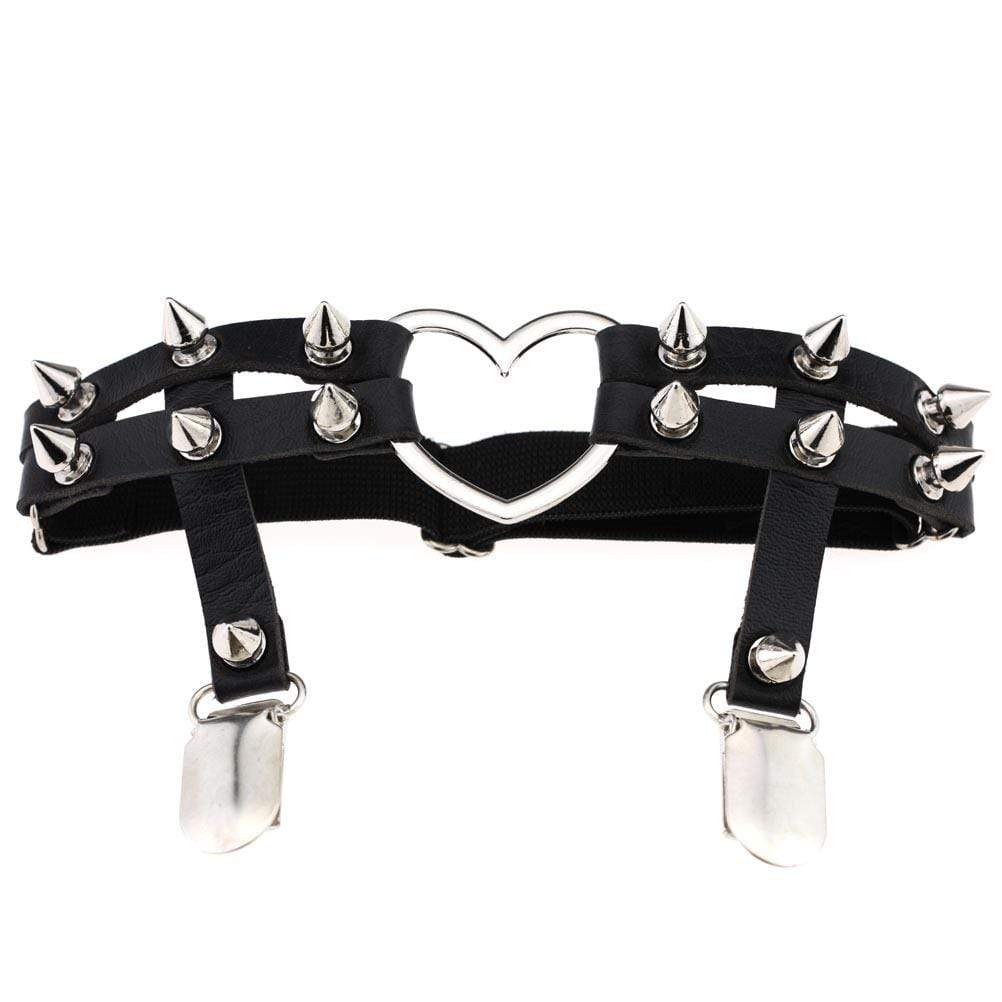 Women's Punk Rivet Heart PU Leather Leg Ring Garter