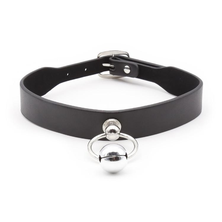 Women's Punk Straps Faux Leather Choker With Little Bell