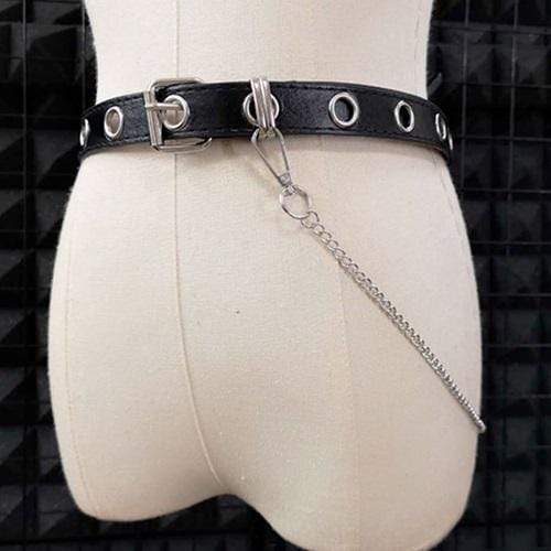 Women's Punk Waist Belt With Chain