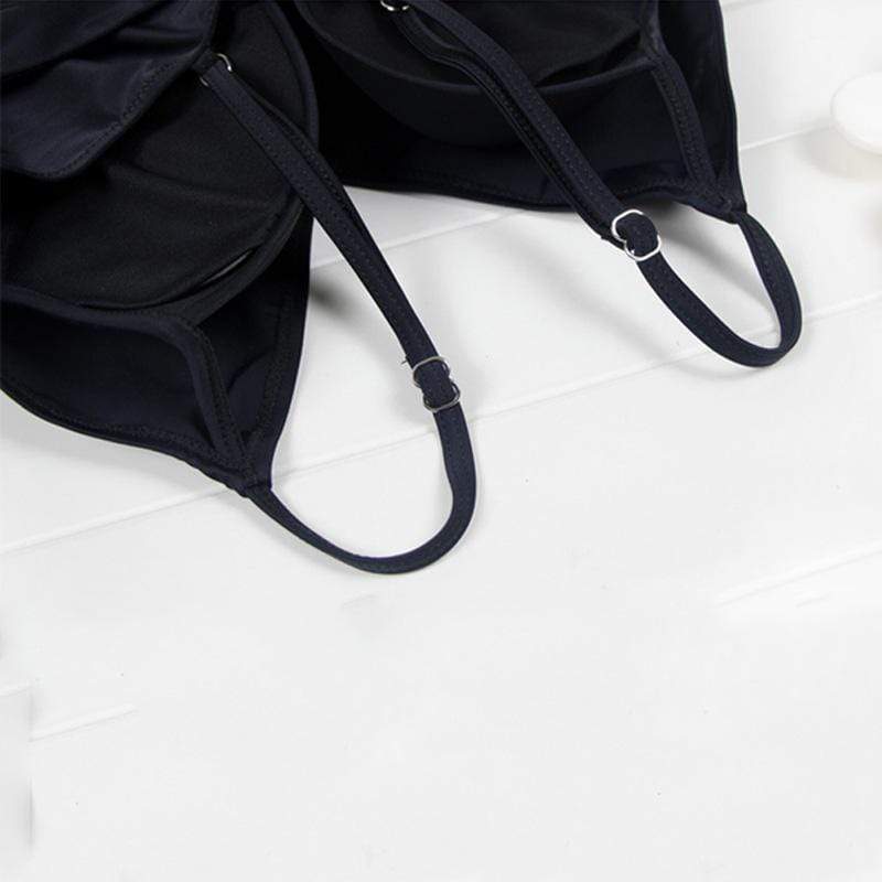 Women's V-Neck Low Back One Piece Swimsuit Black
