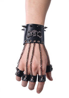 Men's Black Skull Metal Chain Gloves With Removable Finger Rings